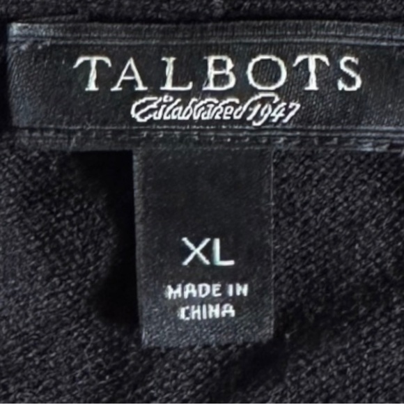 Talbots XL Black Linen Blend Roll Tab Sleeve Open Cardigan Lightweight Classic - Picture 7 of 8